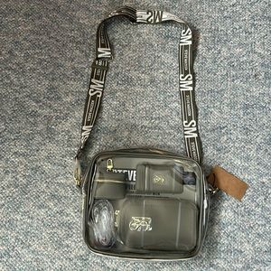 🦋NWT🦋 Steve Madden 4 piece set clear Crossbody w phone earbud & card‎ case